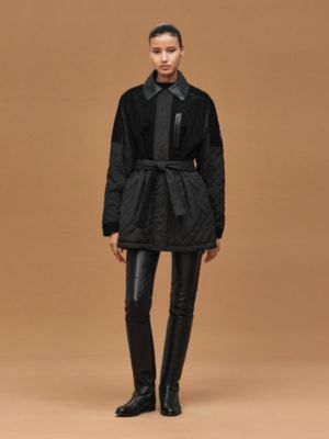 Mixed leather coat