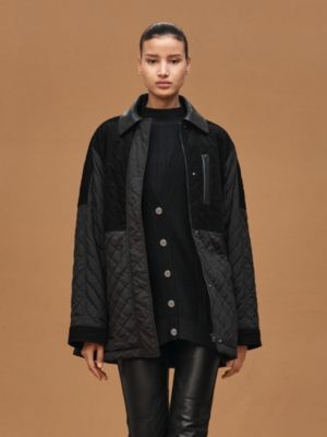 믹스 가죽 코트, 보기: 이미지: 제품 착용 이미지, worn, 3개 중 9번째 보기