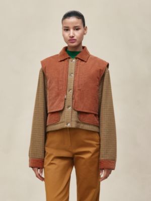 Mixed materials modular cashmere jacket, View: Worn, worn, view 3 of 9