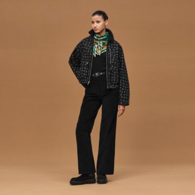 "Porte-Bonheur Bandana" mixed materials jacket