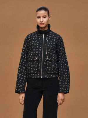 "Porte-Bonheur Bandana" mixed materials jacket, View: Worn, worn, view 2 of 7