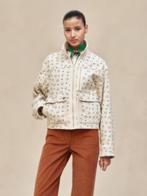 "Porte-Bonheur Bandana" mixed materials jacket, View: Worn, worn, view 2 of 7