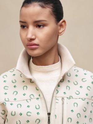 "Porte-Bonheur Bandana" mixed materials jacket, View: Worn, worn, view 4 of 7