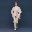 Cashmere cape with belt and leather detail, beige naturel