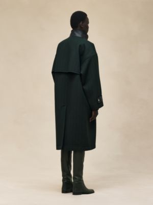 믹스 가죽 롱 코트, 보기: 이미지: 제품 착용 이미지, worn, 3개 중 8번째 보기