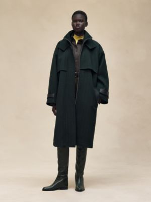 믹스 가죽 롱 코트, 보기: 이미지: 제품 착용 이미지, worn, 4개 중 8번째 보기