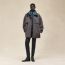 Manteau court mix cuir, gris fumé