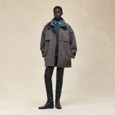 Manteau court mix cuir