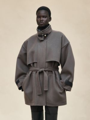 Short mixed leather cashmere coat, View: Worn, worn, view 2 of 8