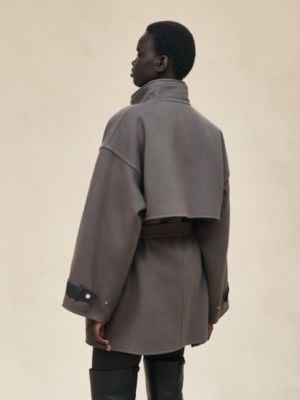 Short mixed leather cashmere coat, View: Worn, worn, view 4 of 8