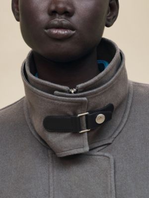 Short mixed leather cashmere coat, View: Worn, worn, view 6 of 8