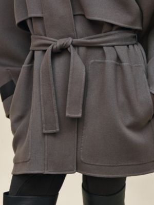 Short mixed leather cashmere coat, View: Worn, worn, view 7 of 8