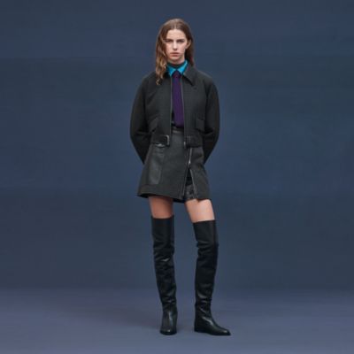 "H Kelly" mixed leather quilted jacket