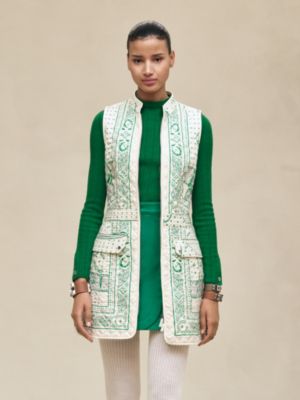 "Porte-Bonheur Chevron" long vest, View: Worn, worn, view 4 of 7