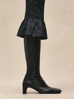 "Soleil de Soie Poudre" smocked pencil skirt , View: Worn, worn, view 6 of 6