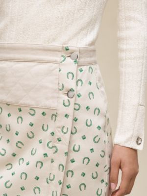 Falda recta con mezcla de materiales estampado "Porte-Bonheur Bandana", Vista: Ver artículo puesto, worn, vista 4 de 6