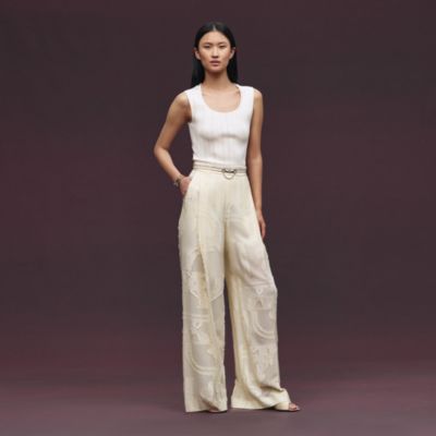 Pantalones de inspiración pijama estampado "En Désordre Fils Coupés"