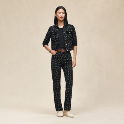 "Porte-Bonheur Bandana" straight leg pants