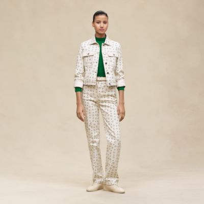 "Porte-Bonheur Bandana" straight leg pants