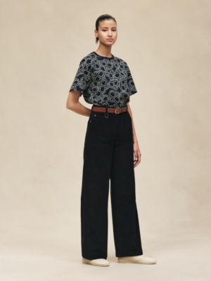 하이 웨이스트 스트레이트 레그 팬츠, 보기: 이미지: 제품 착용 이미지, worn, 2개 중 6번째 보기