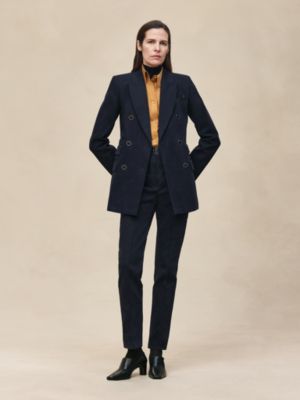 Mixed leather cigarette pants
