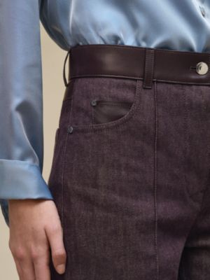Pantalones pitillo con mezcla de pieles, Vista: Ver artículo puesto, worn, vista 4 de 5