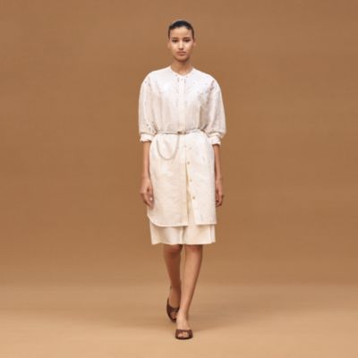 Embroidered short shirt dress