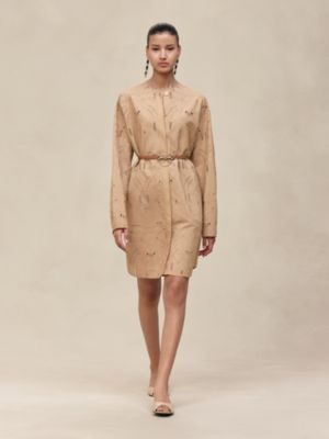 Embroidered short shirt dress
