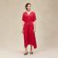 Caftan classique imprimé «&nbsp;Soleil de Soie Poudré&nbsp;», rose pivoine