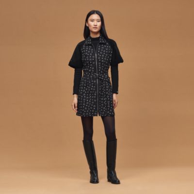 "Porte-Bonheur Bandana" mixed materials dress