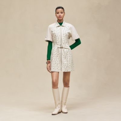 Vestido con mezcla de materiales estampado "Porte-Bonheur Bandana"