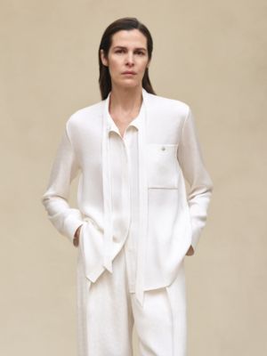 Camisa com gola echarpe, Exibir: Sendo usado, worn, visualizar 2 de 7