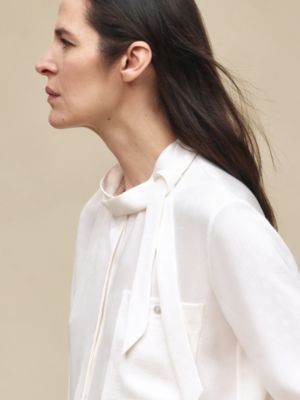 Camisa com gola echarpe, Exibir: Sendo usado, worn, visualizar 5 de 7