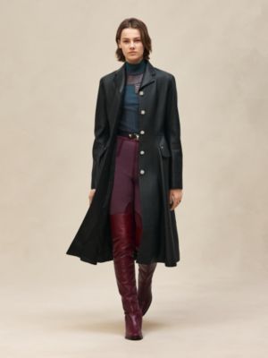 Equestrian leather coat