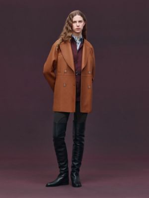 Leather pea coat