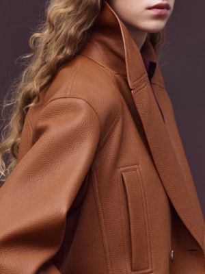 가죽 피코트, 보기: 이미지: 제품 착용 이미지, worn, 6개 중 7번째 보기