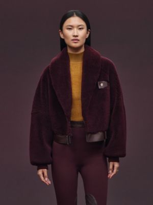 가죽 쇼트 코트, 보기: 이미지: 제품 착용 이미지, worn, 2개 중 7번째 보기