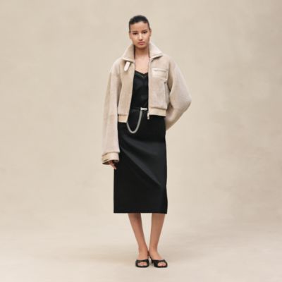 Short leather coat