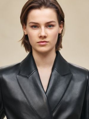 Wrap leather suit jacket, View: Worn, worn, view 5 of 7