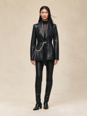 Knotted leather suit jacket