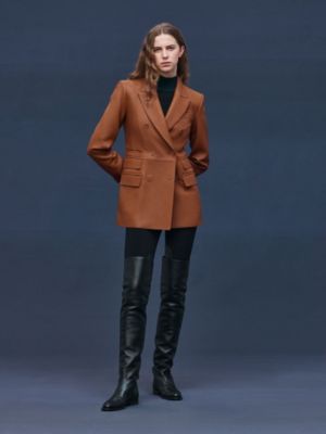 Wrap leather suit jacket
