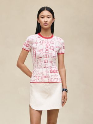 "Cahier du Colporteur" short-sleeve sweater, View: Worn, worn, view 2 of 5