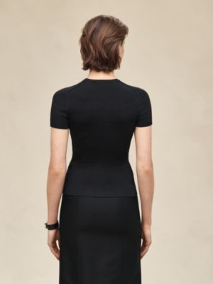 Cashmere short-sleeve sweater, View: Worn, worn, view 3 of 5