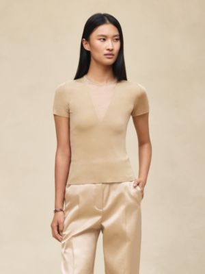 Cashmere short-sleeve sweater, View: Worn, worn, view 2 of 5