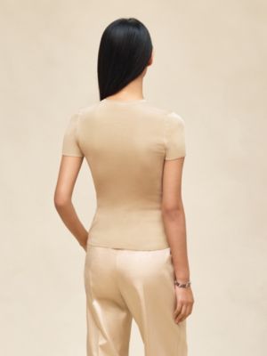 Cashmere short-sleeve sweater, View: Worn, worn, view 3 of 5