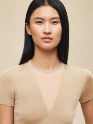 Cashmere short-sleeve sweater, View: Worn, worn, view 4 of 5
