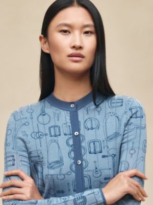 Cárdigan abotonado estampado "Cahier du Colporteur", Vista: Ver artículo puesto, worn, vista 4 de 5