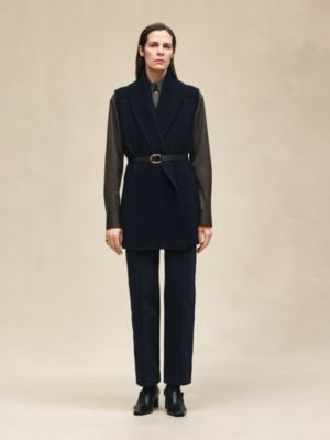 Belted cashmere sleeveless cardigan