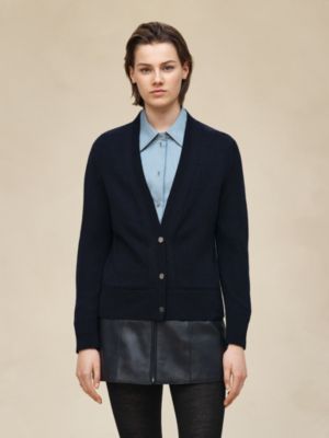 "L'Enseigne du Sellier" buttoned cashmere cardigan, View: Worn, worn, view 2 of 6