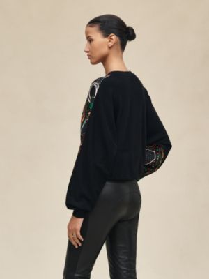 "Porte-Bonheur Bandana" long-sleeve sweater, View: Worn, worn, view 3 of 6